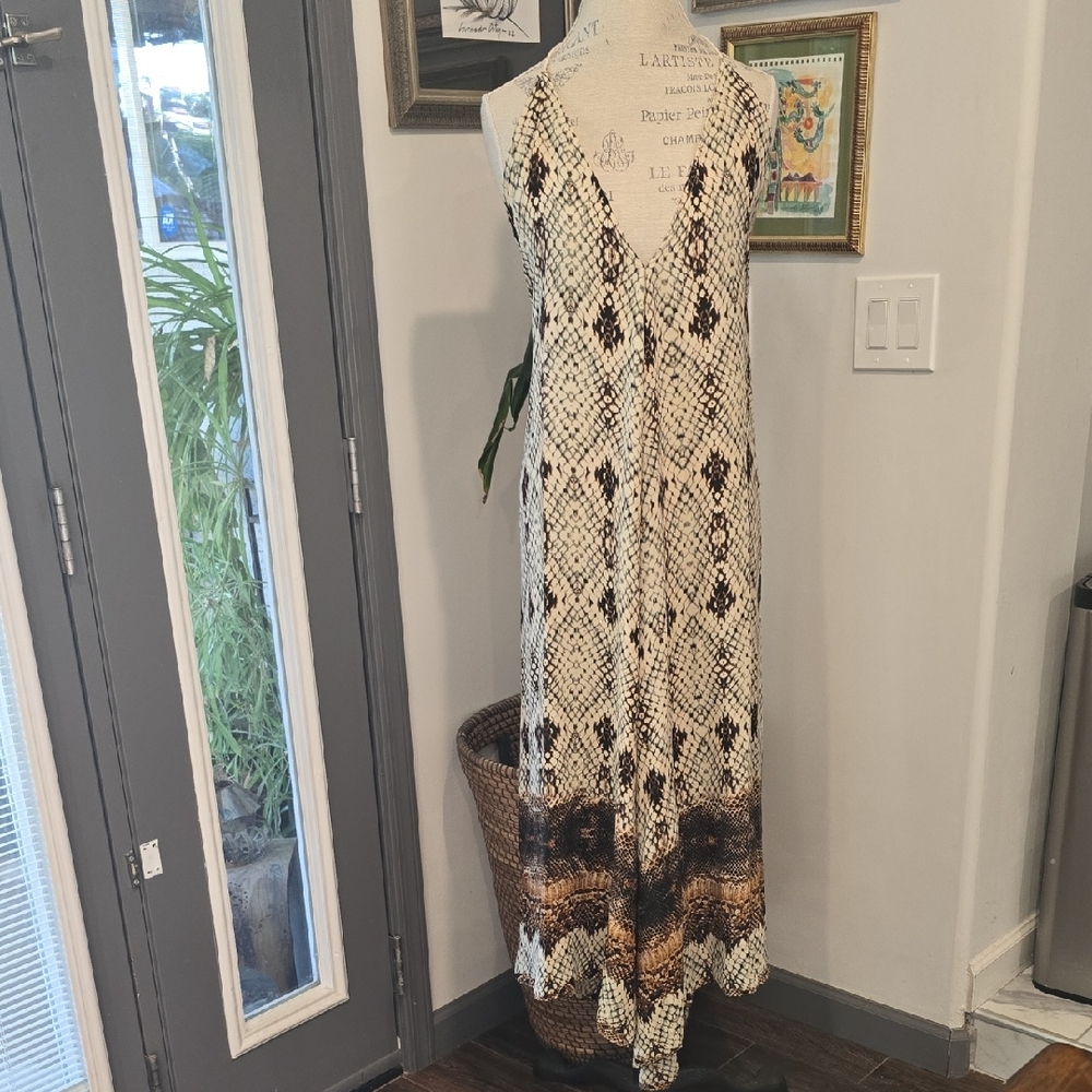 Olivaceous Snake Print Maxi Dress